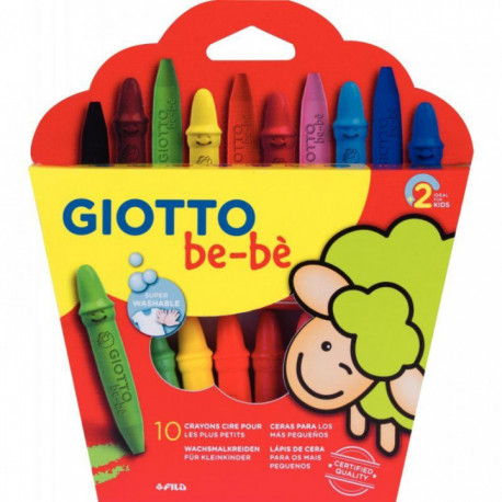 ETUI DE 10 MAXI CRAYONS CIRE INCASSABLE GIOTTO BÉBÉ ASSORTI + TAILLE CRAYONS