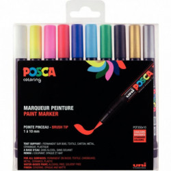 BOITE DE 10 POSCA BRUSH ASSORTIS