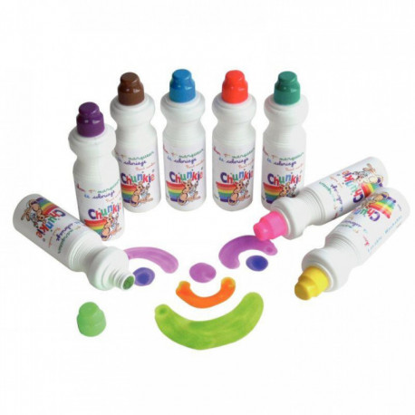 MARQUEUR PEINTURE 75ML POINTE LARGE EN MOUSSE CHUNKIE BTE8 VERT MANGUE PAPAYE FUCHSIA VIOLET ANIS TURQUOISE ENCRE A BASE D EAU N