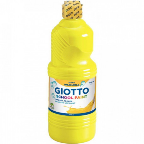 FLACON DE 1 LITRE DE GOUACHE LIQUIDE LAVABLE GIOTTO JAUNE PRIMAIRE