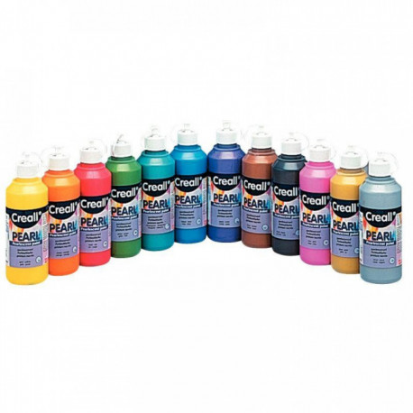 CARTON DE 12 FLACONS DE 250 ML DE GOUACHE NACRÉE CREALL PEARL COULEURS ASSORTIES