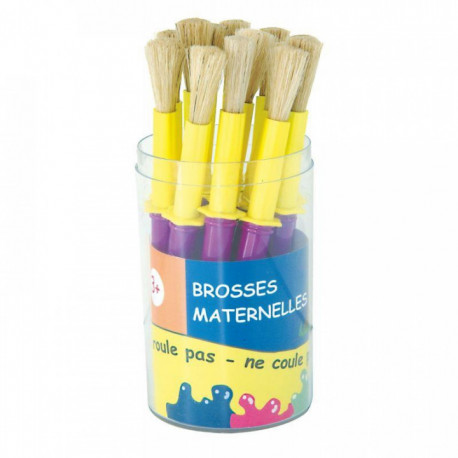 BROSSES MATERNELLE POT DE 14 TAILLE MÉDIUM SOIE DE PORC COLERETTE ANTI SALISSURE