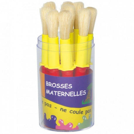 POT DE 9 BROSSES TAILLE MAXI, EN SOIE DE PORC AVEC COLERETTE ANTI SALISSURE