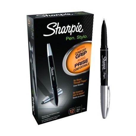 STYLO FEUTRE FIN  ENC INFALSIFIABLE SHARPIE PEN GRIP NOIR