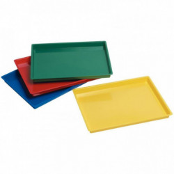 LOT DE 4 PLATEAUX MULTI USAGES COULEURS ASSORTIES : ROUGE, JAUNE, VERT ET BLEU