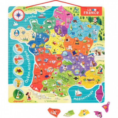 PUZZLE MAGNÉTIQUE EN BOIS DE 93 PIÈCES LA FRANCE