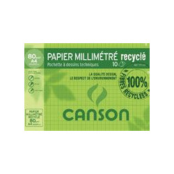PAPIER RECYCLE CANSON 10F MILLIMETRE PQT10F