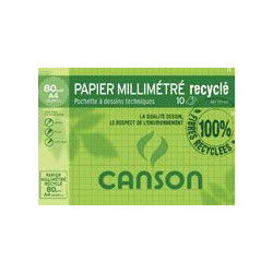 POCH. PAPIER RECYCLE CANSON 10F MILLIMETRE