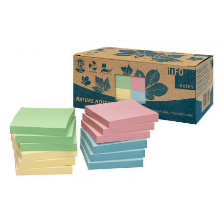 BLOC notes repos recyclées 75x75mm assorties PQT12