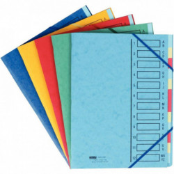 TRIEUR CARTE AVEC ELASTIQUE AGRAFE ONGLETS 12 COMPARTIMENTS *FAB FRANCE* EXTENDO