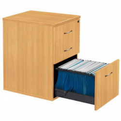 CAISSON MÉLAMINE 3 TIROIRS HAUTEUR BUREAU P60CM PLATEAU HÊTRE /POIGNÉES ALU