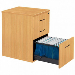 CAISSON MÉLAMINE 3 TIROIRS HAUTEUR BUREAU P60CM PLATEAU HÊTRE/POIGNÉES ANTHRACIT