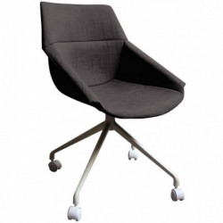 FAUTEUIL STYLE/LUGE LOT2 ANTHRACITE BLANC A ROULETTES 