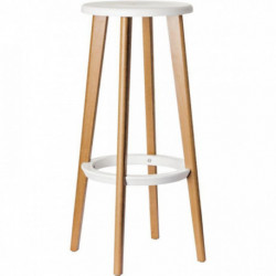 LOT DE 2 TABOURETS HAUTS WOODY HÊTRE/BLANC