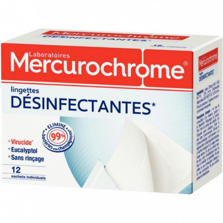 LINGETTES DÉSINFECTANTES -BTE12- MERCUROCHROME