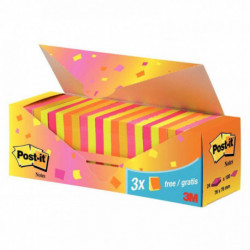 BLOC REPOSITIONNABLE 76X76 *BTE21+3 OFFERTS* 100F. POST-IT ASSORTIS PEFC 