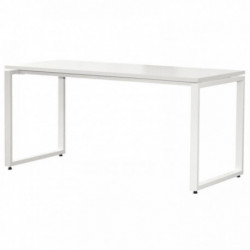 BUREAU DROIT PIÈTEMENT CARRÉ L140CM PANNEAU BLANC/PIEDS BLANC