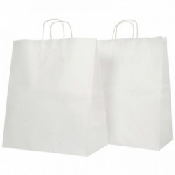 CARTON DE 200 SACS KRAFT BLANC POIGNÉE TORSADÉE 24+11X33CM 90G/M²