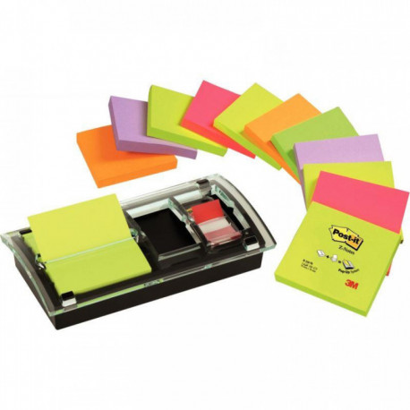 BLOC REPOZ-NOTES REPOSITIONNABLES LOT DE 12 + MARQUE-PAGES STANDARD + DÉVIDOIR OFFERT