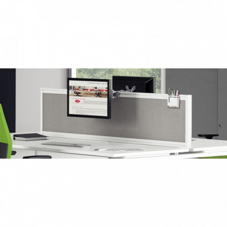 PANNEAU ÉCRAN CAROLINE FAB FR TISSU ACOUSTIQUES L140XH40CM TISSU GRIS CHINÉ CADRES ALU GAR 5ANS