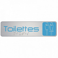 PLAQUE EN ALUMINIUM AVEC FIXATION ADHÉSIVE 4,5X17 CM TOILETTES DAMES / HOMMES