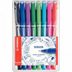 FEUTRE FIN POCHETTE DE 8 FEUTRES SENSOR 0,3 MM ASSORTIS