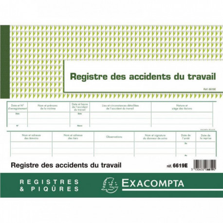 REGISTRE DES ACCIDENTS DU TRAVAIL 6619E