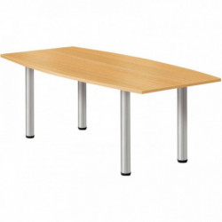 TABLE TONNEAU L200XP100CM 4 PIEDS PLATEAU BLANC/PIÉTEMENT BLANC