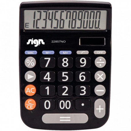 CALCULATRICE 12CHIFFRES SIGN  TOUCHE LARGE  L265XL185XEP40MM PILES LR44 REF 642632