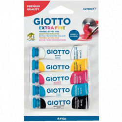 BLISTER DE 5 TUBES DE GOUACHE GIOTTO EXTRA FINE 10ML