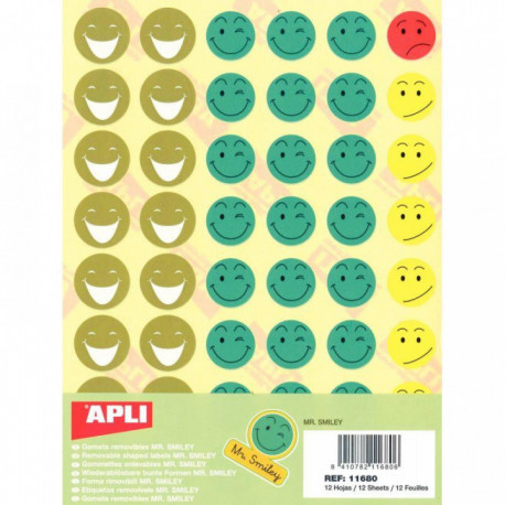 GOMMETTE ENLEVABLES SMILEY AGIPA 11680 PQT12 PLANCHES