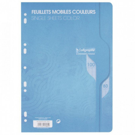 FEUILLETS MOBILES A4 SEYES *PQT50* BLEU  (100P) 80G CALLIGRAPHE FAB FRANCE PEFC