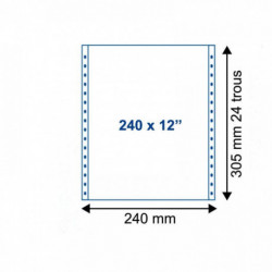 FEUILLES LISTING UNI AUTOCOPIANT 2 PLIS 56/57G 240MMx12' PQT DE 1250 BANDES DÉTA