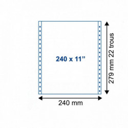 PAPIER LISTING UNI AUTOCOPIANT 2 PLIS 240MMX11'' 56/57G PQT DE 1250F. BANDES DÉTA