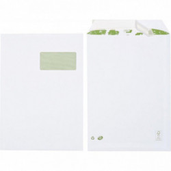 BOÎTE DE 250 POCHETTES BLANCHES RECYCLÉES C4 229X324 90G/M² FENÊTRE 50X110