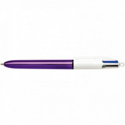 STYLO 4 COUL BILLE BIC  VIOLET METALL. PTE MOYENNE SHINE