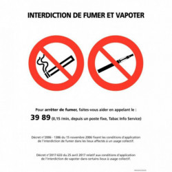 PANNEAU INTERDIT DE FUMER ET DE VAPOTER 21X15CM
