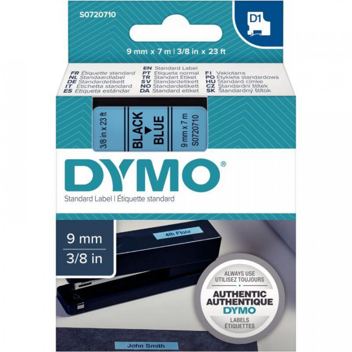 Cassette ruban D1 titreuse Dymo - 9 mm - noir / bleu