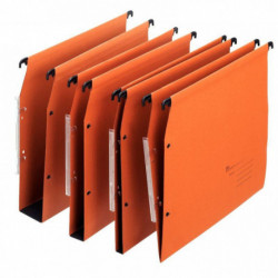 PAQUET DE 25 DOSSIERS SUSPENDUS ÉCONOMIQUES POUR ARMOIRES, DOS V, COLORIS ORANGE