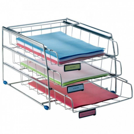 CORBEILLE EN FIL MÉTAL CHROMÉ OUVERTURE PETIT CÔTÉ SET3