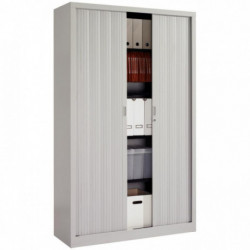 ARMOIRE HAUTE L.120xH.198xP.43 CORPS ET RIDEAUX GRIS CLAIR 4 TABLETTES 4425002SD