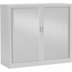 ARMOIRE BASSE A RIDEAUX L.120xH.100xP.43 2 TABLETTES CORPS ET RIDEAUX GRIS CLAI