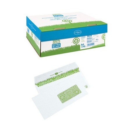 ENVELOPPES 162x229 FEN 45x100 90G BTE 50 EXTRA BLANC AUTOADHESIVE 100% RECYCLE