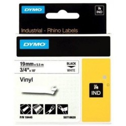 RUBAN ÉTIQUETTES RHINO VINYLE IND 19mmx5,5m NOIR/BLANC 18445 DYMO 18445