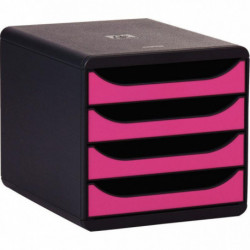 MODULE 4 TIROIRS OUVERT BIG BOX GRIS FONCE ET FRAMBOISE