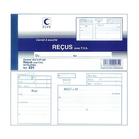 CARNET DE RECUS 105X210