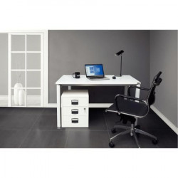 BUREAU DROIT PIÈTEMENT EN U L140CM PANNEAU BLANCPIEDS BLANC