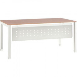 BUREAU DROIT PIÈTEMENT EN U L140CM PANNEAU HÊTRE CLAIR/PIEDS BLANC