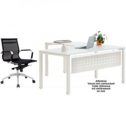 BUREAU DROIT PIÈTEMENT EN U L180CM PANNEAU NOIR/PIEDS NOIR