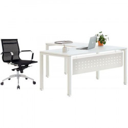 BUREAU DROIT PIÈTEMENT EN U L180xP80CM PANNEAU BLANCPIEDS BLANC